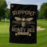 Save The Bees Local Honey Bee Support Golf Towel thumb 1