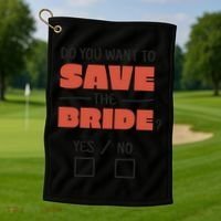 Save The Bride Funny Bachelorette Gift Golf Towel thumb 1