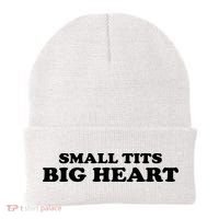 Small Tits Big Heart Funny Girl Beanie thumb 0
