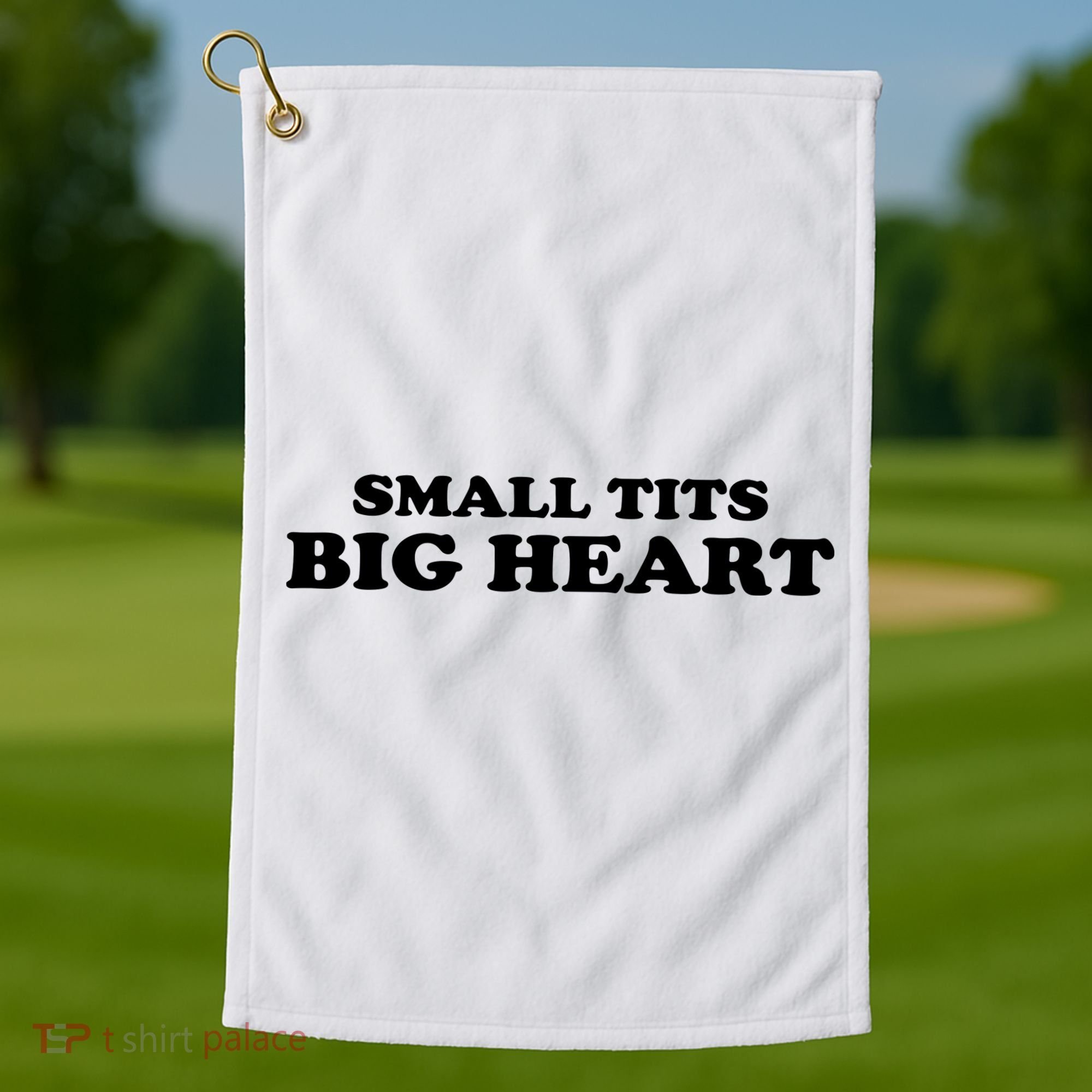 Small Tits Big Heart Funny Girl Golf Towel