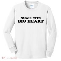 Small Tits Big Heart Funny Girl Kids Long Sleeve Shirt thumb 0