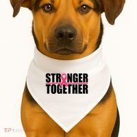 Stronger Together Breast Cancer Awareness USA-Made Doggie Bandana thumb 1