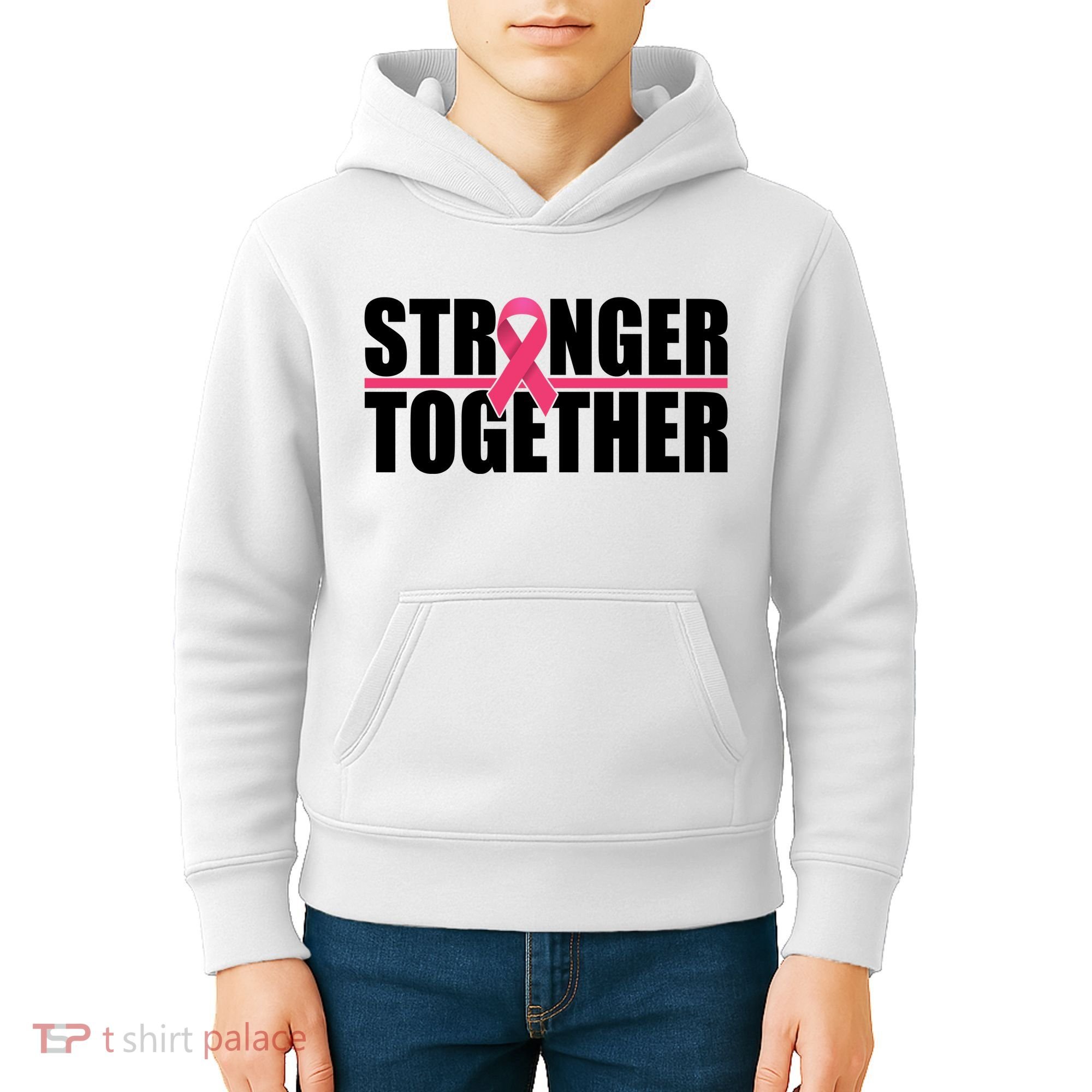 Stronger Together Breast Cancer Awareness Kids Hoodie