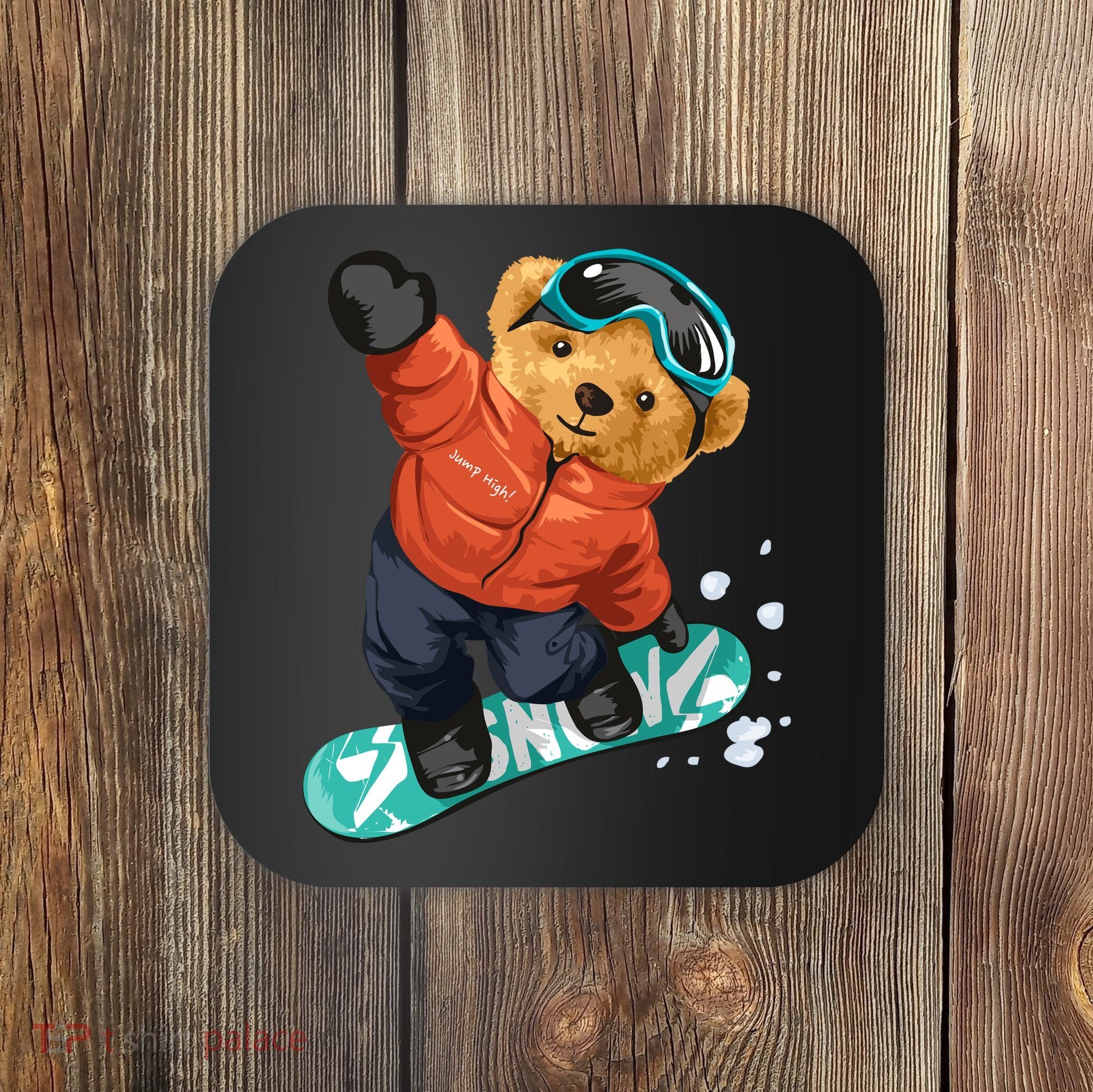 Snowboarding Teddy Bear | Funny Gifts For Snowboarders Coaster