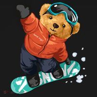 Snowboarding Teddy Bear | Funny Gifts For Snowboarders Coaster thumb 2