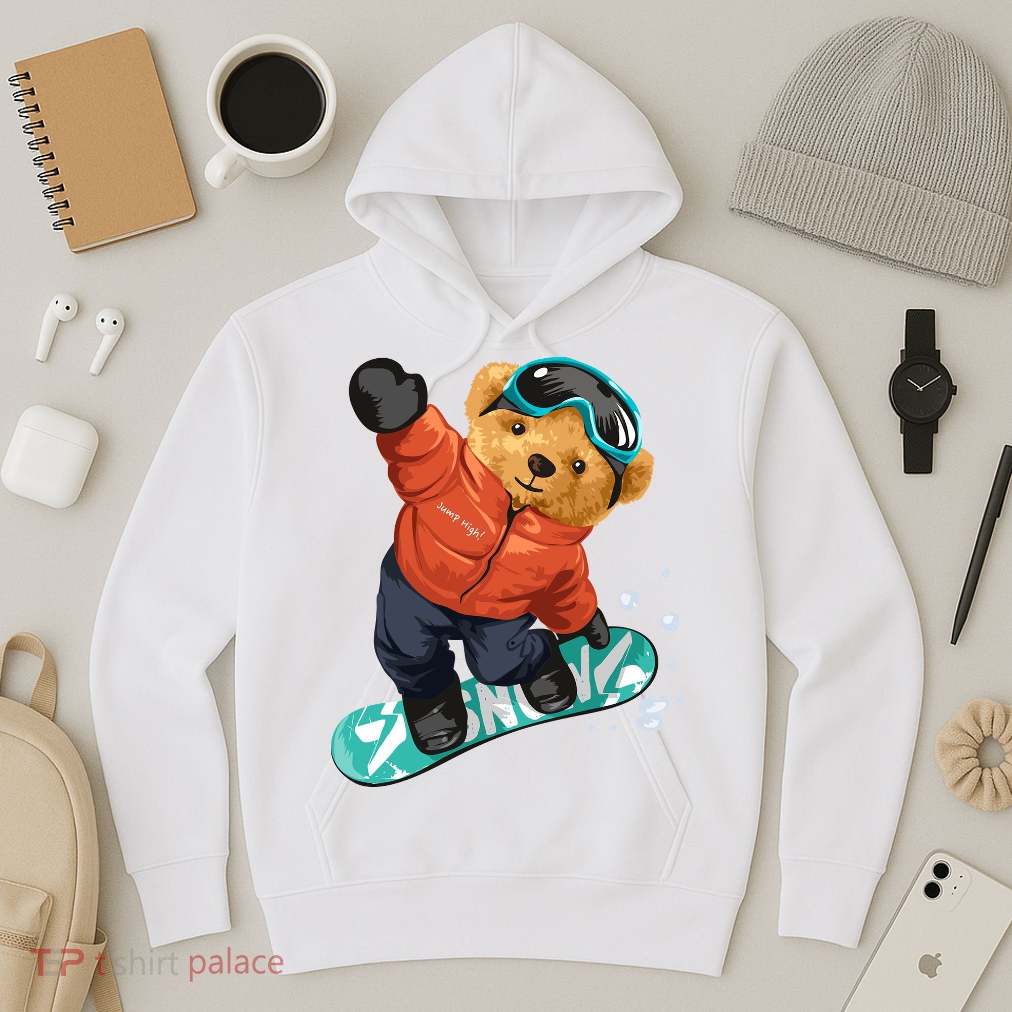 Snowboarding Teddy Bear | Funny Gifts For Snowboarders Hoodie