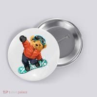 Snowboarding Teddy Bear | Funny Gifts For Snowboarders Button thumb 0