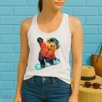 Snowboarding Teddy Bear | Funny Gifts For Snowboarders Women's Tank Top thumb 2