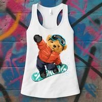 Snowboarding Teddy Bear | Funny Gifts For Snowboarders Women's Tank Top thumb 3