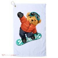 Snowboarding Teddy Bear | Funny Gifts For Snowboarders Golf Towel thumb 0