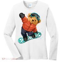 Snowboarding Teddy Bear | Funny Gifts For Snowboarders Women's Long Sleeve Shirt thumb 0