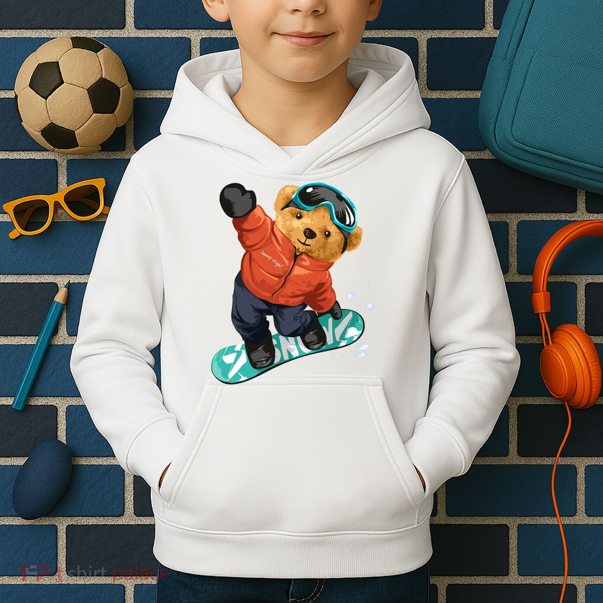 Snowboarding Teddy Bear | Funny Gifts For Snowboarders Kids Hoodie
