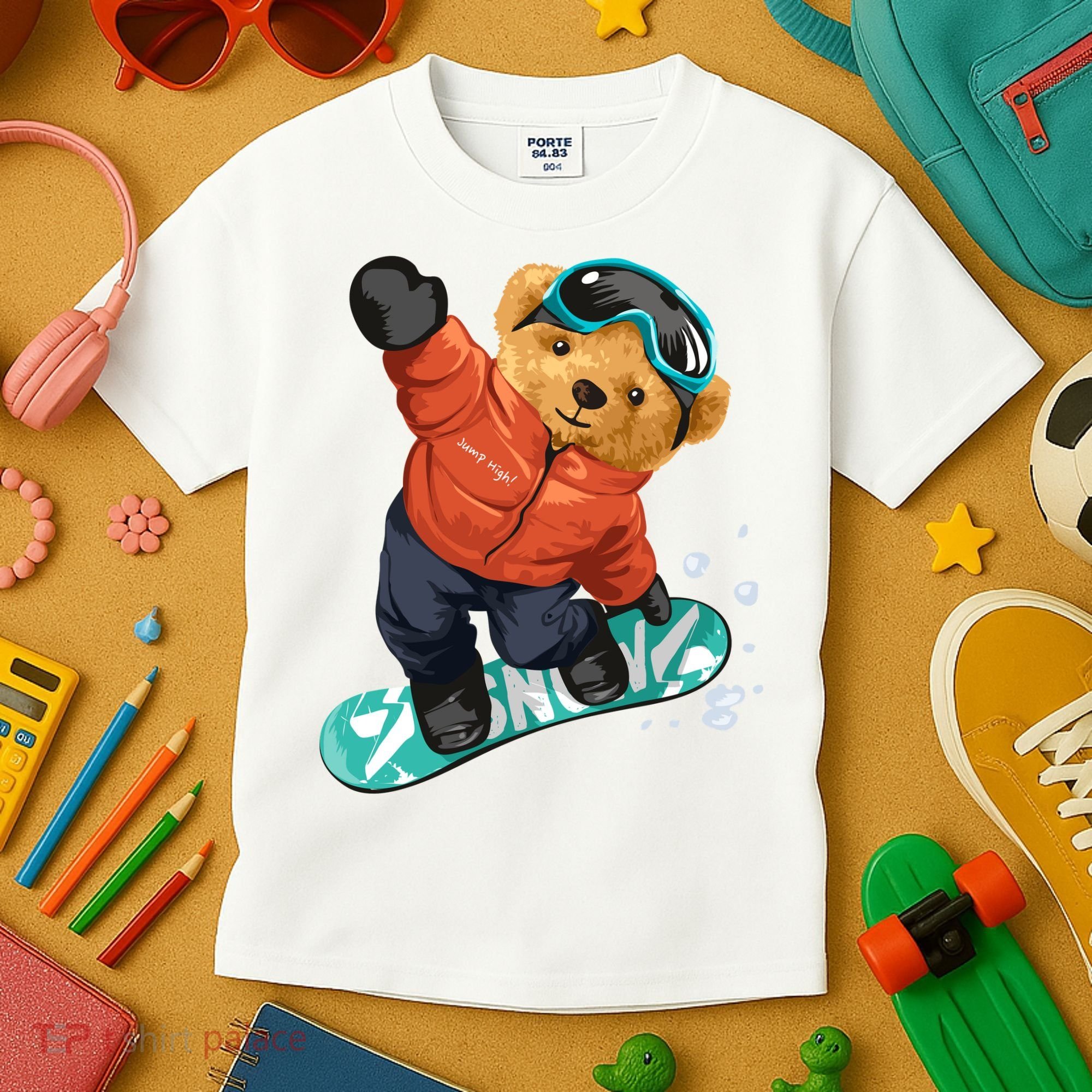 Snowboarding Teddy Bear | Funny Gifts For Snowboarders Kids T-Shirt
