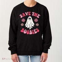 Save The Boobies Breast Cancer Groovy Ghost Women's Sweatshirt thumb 0