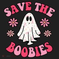 Save The Boobies Breast Cancer Groovy Ghost Women's Sweatshirt thumb 2