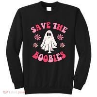 Save The Boobies Breast Cancer Groovy Ghost Sweatshirt thumb 0