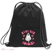 Save The Boobies Breast Cancer Groovy Ghost Sweatshirt Cinch Pack Bag thumb 0