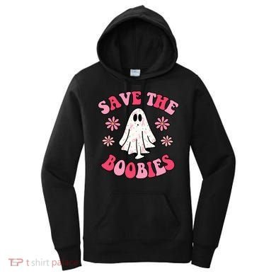 Save The Boobies Breast Cancer Groovy Ghost Women's Hoodie