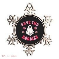 Save The Boobies Breast Cancer Groovy Ghost Ornament thumb 0