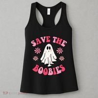 Save The Boobies Breast Cancer Groovy Ghost Women's Tank Top thumb 3