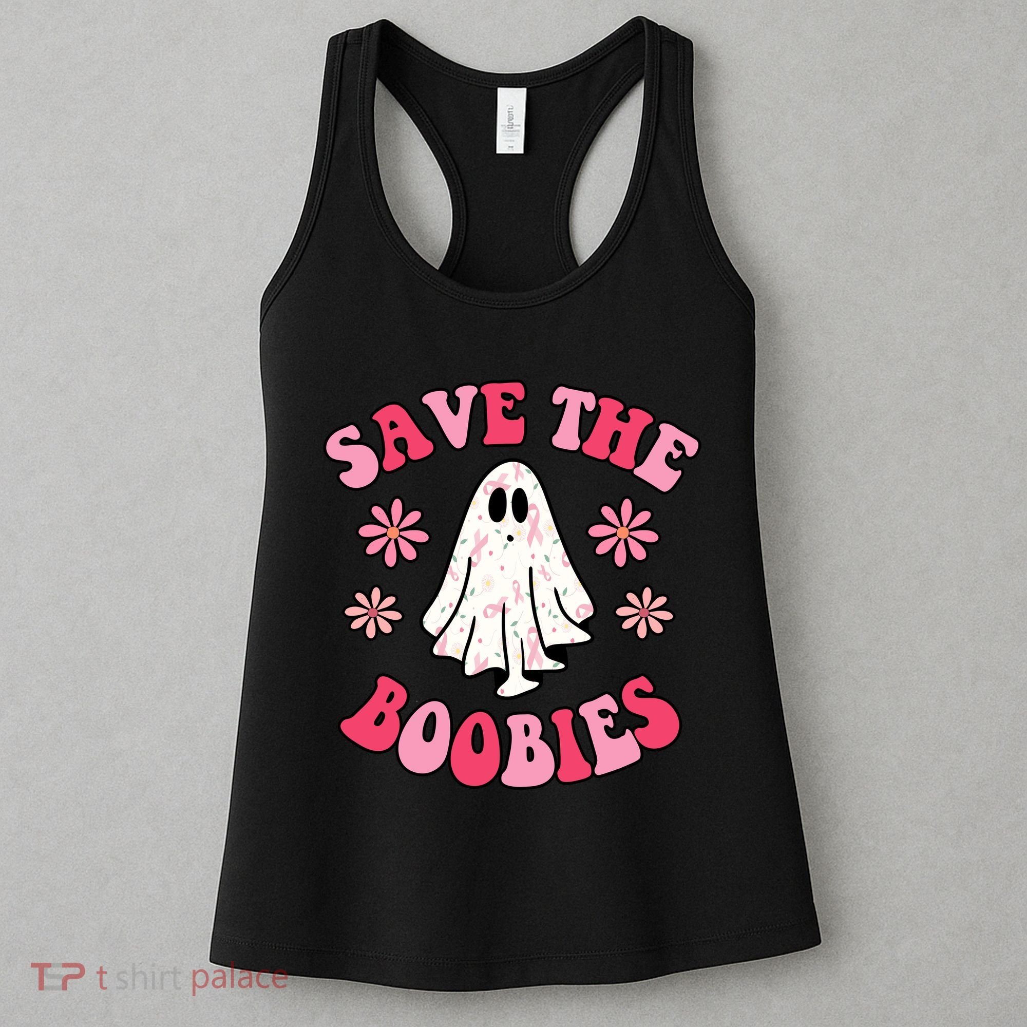 Save The Boobies Breast Cancer Groovy Ghost Women's Tank Top