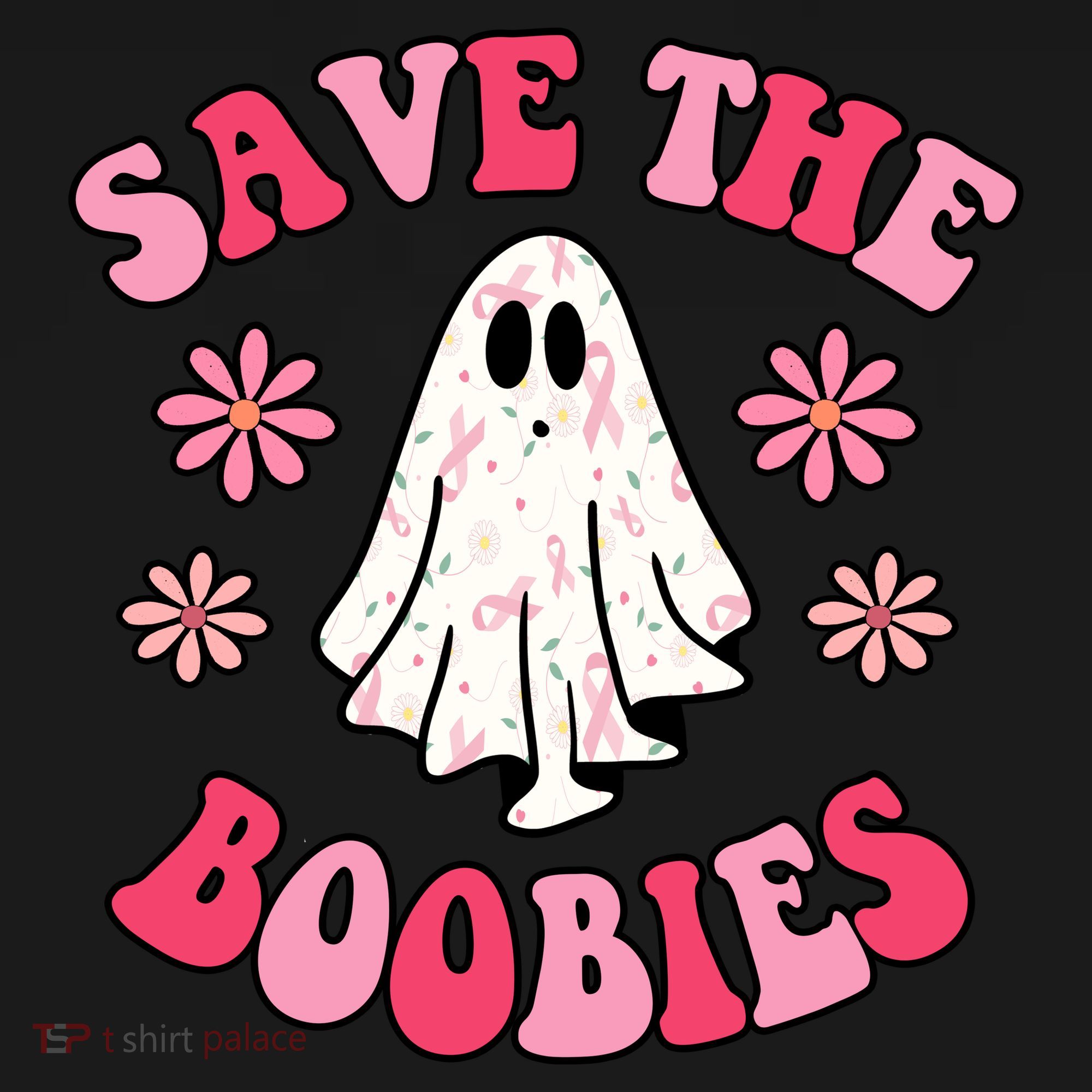 Save The Boobies Breast Cancer Groovy Ghost Women's Tank Top