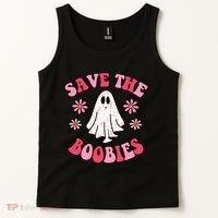 Save The Boobies Breast Cancer Groovy Ghost Tank Top thumb 2