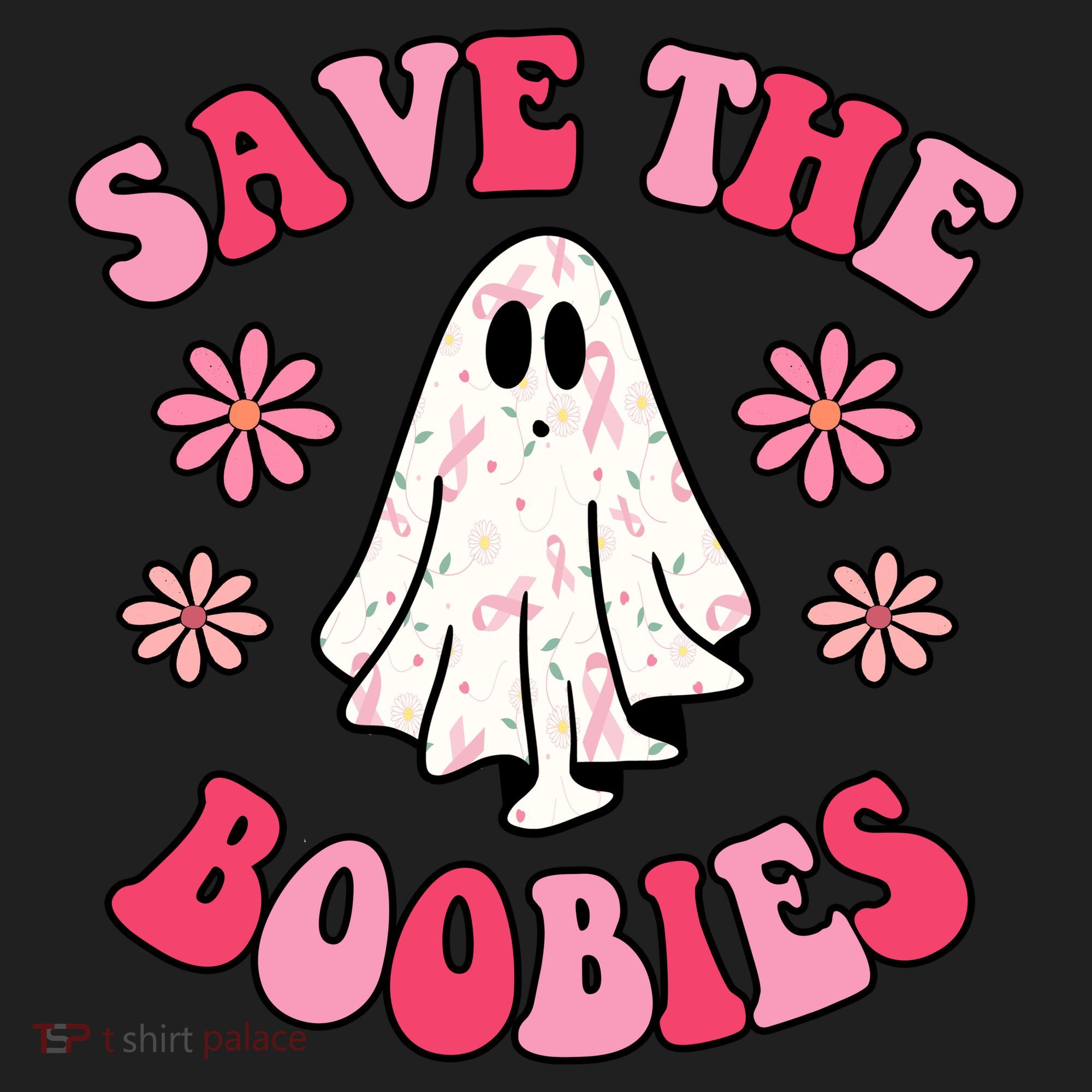 Save The Boobies Breast Cancer Groovy Ghost Golf Towel