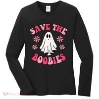 Save The Boobies Breast Cancer Groovy Ghost Women's Long Sleeve Shirt thumb 0