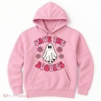 Save The Boobies Breast Cancer Groovy Ghost Hoodie thumb 0