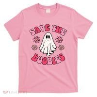 Save The Boobies Breast Cancer Groovy Ghost T-Shirt thumb 0