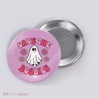 Save The Boobies Breast Cancer Groovy Ghost Button thumb 0
