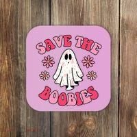 Save The Boobies Breast Cancer Groovy Ghost Coaster thumb 0