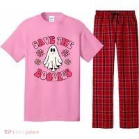 Save The Boobies Breast Cancer Groovy Ghost Pajama Set thumb 0