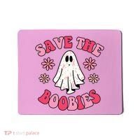 Save The Boobies Breast Cancer Groovy Ghost Mousepad thumb 0