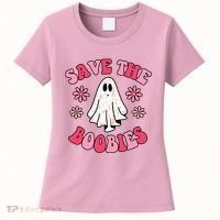 Save The Boobies Breast Cancer Groovy Ghost Women's T-Shirt thumb 0