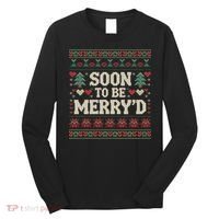 Soon To Be MerryD Engaged Couples Matching Ugly Christmas Long Sleeve Shirt thumb 0