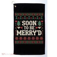 Soon To Be MerryD Engaged Couples Matching Ugly Christmas Golf Towel thumb 0