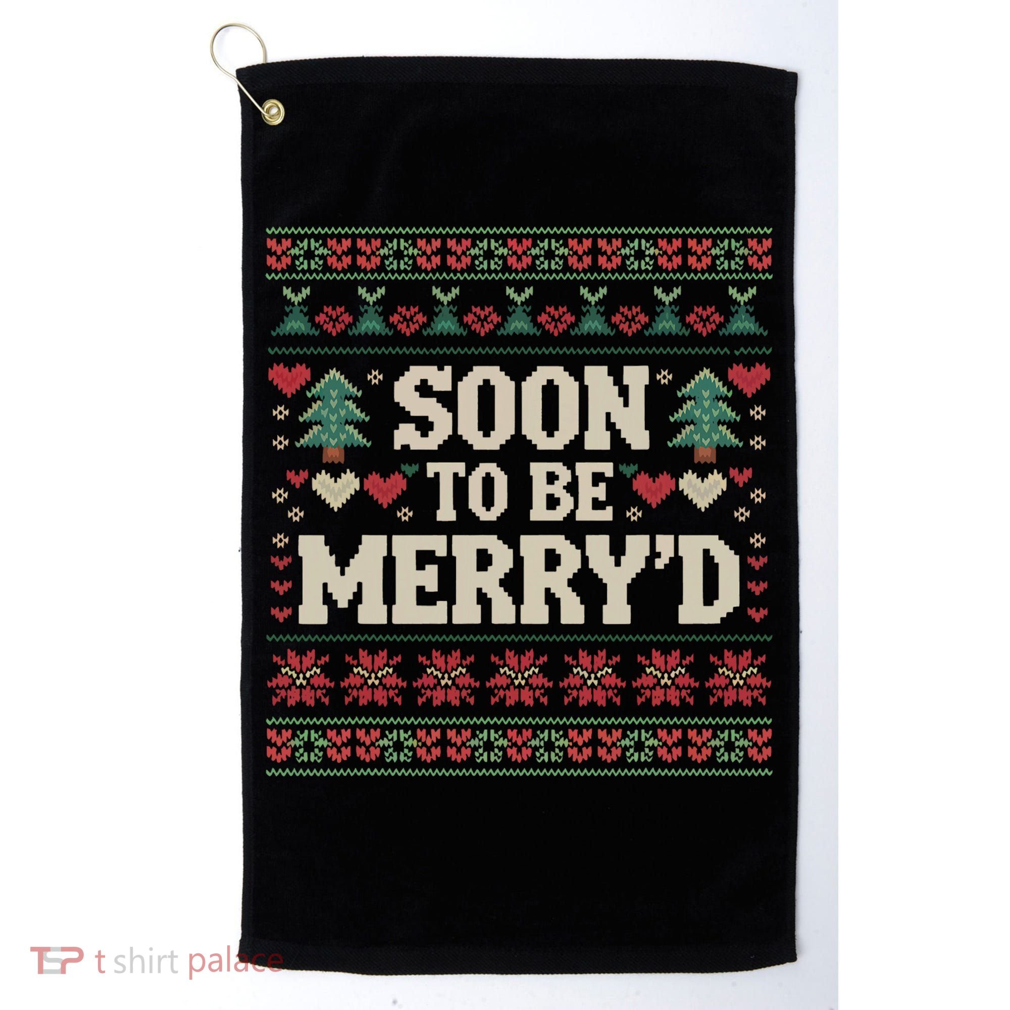 Soon To Be MerryD Engaged Couples Matching Ugly Christmas Golf Towel