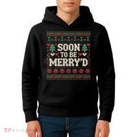 Soon To Be MerryD Engaged Couples Matching Ugly Christmas Kids Hoodie thumb 4