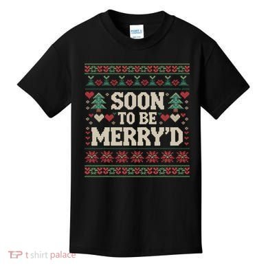 Soon To Be MerryD Engaged Couples Matching Ugly Christmas Kids T-Shirt