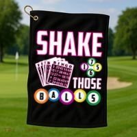 Shake Those Balls Funny Bingo Golf Towel thumb 1