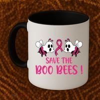 Save The Boobees Boo Bees Breast Cancer Halloween Gift Coffee Mug thumb 2