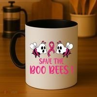 Save The Boobees Boo Bees Breast Cancer Halloween Gift Coffee Mug thumb 4