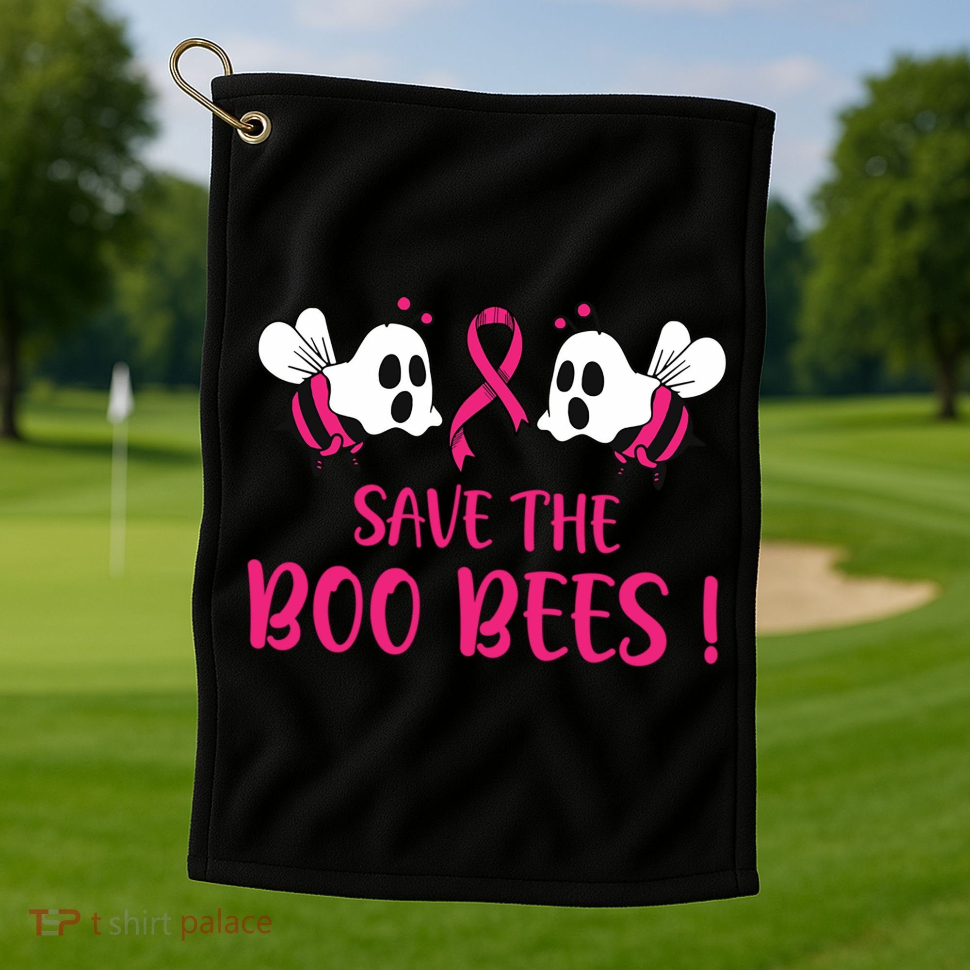 Save The Boobees Boo Bees Breast Cancer Halloween Gift Golf Towel