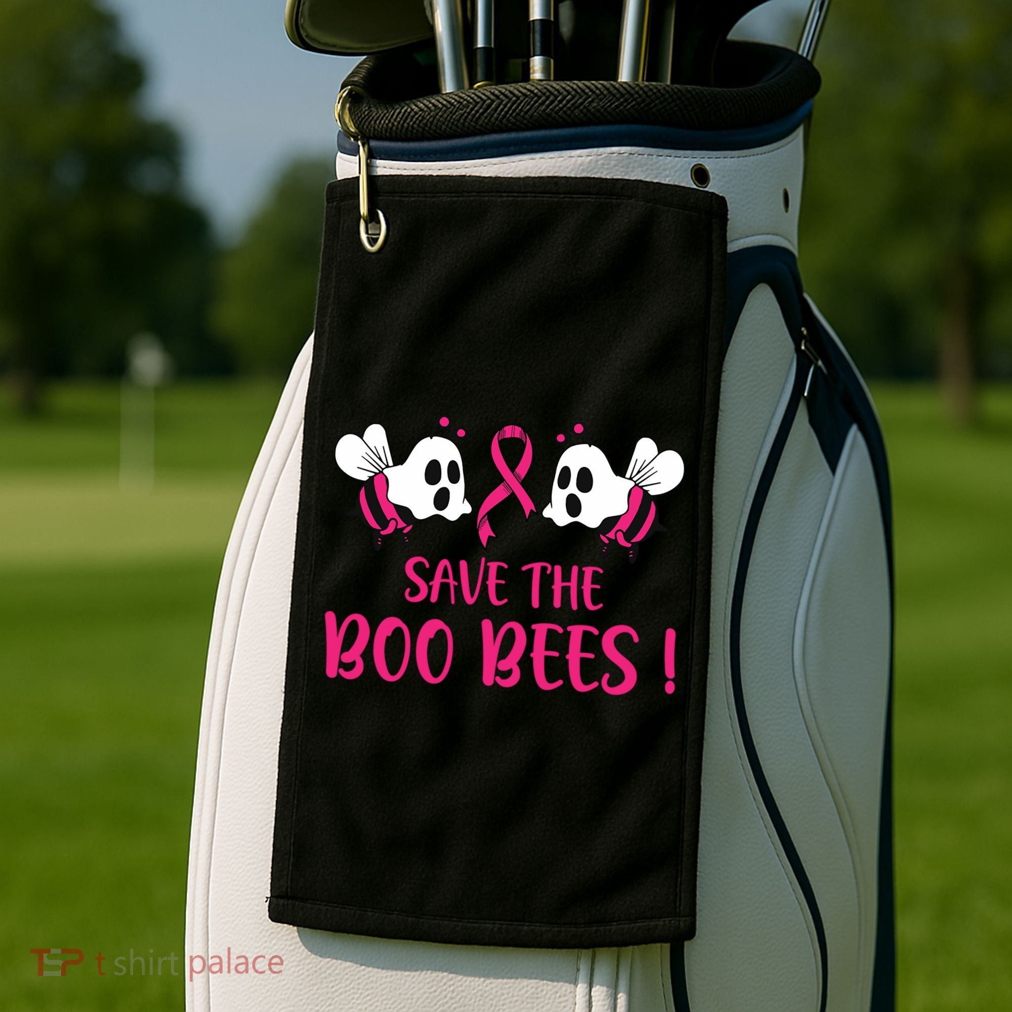 Save The Boobees Boo Bees Breast Cancer Halloween Gift Golf Towel