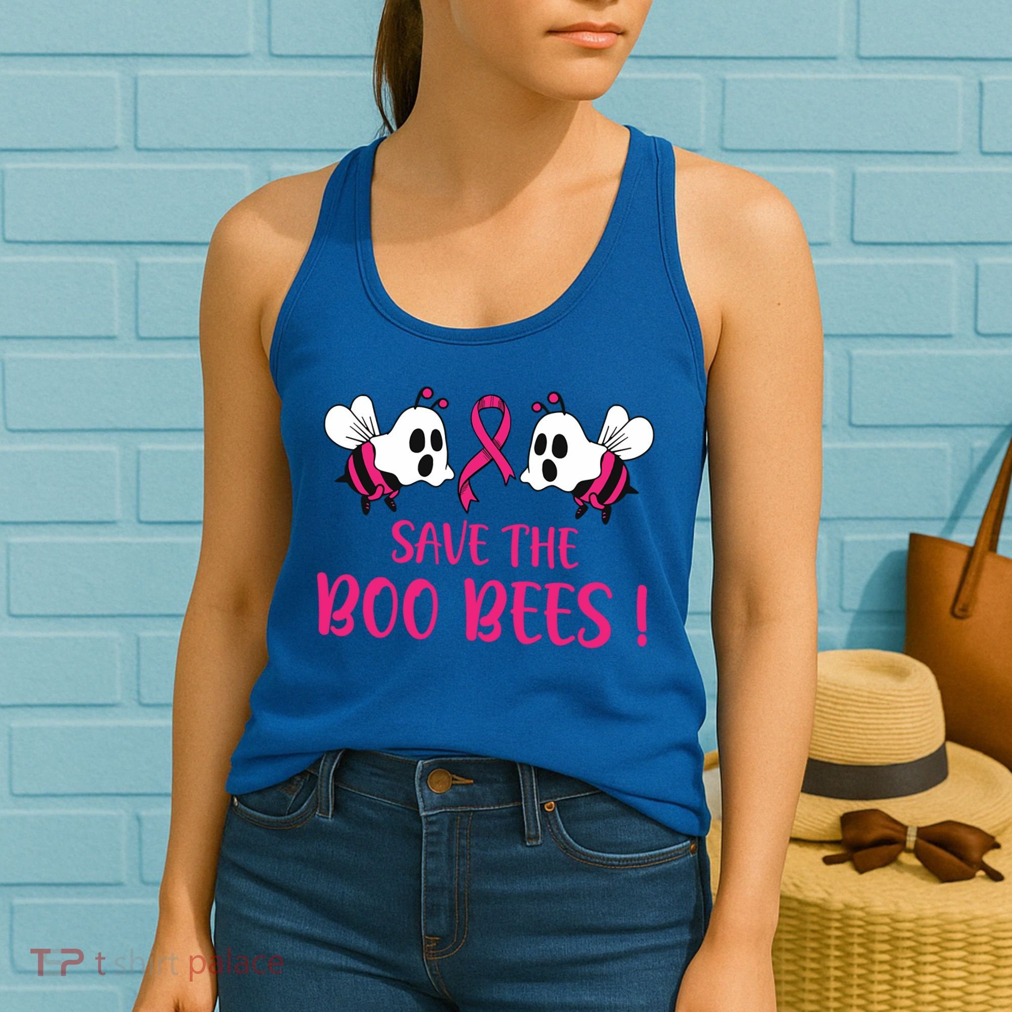 Save The Boobees Boo Bees Breast Cancer Halloween Gift Women's Tank Top