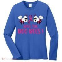 Save The Boobees Boo Bees Breast Cancer Halloween Gift Women's Long Sleeve Shirt thumb 0