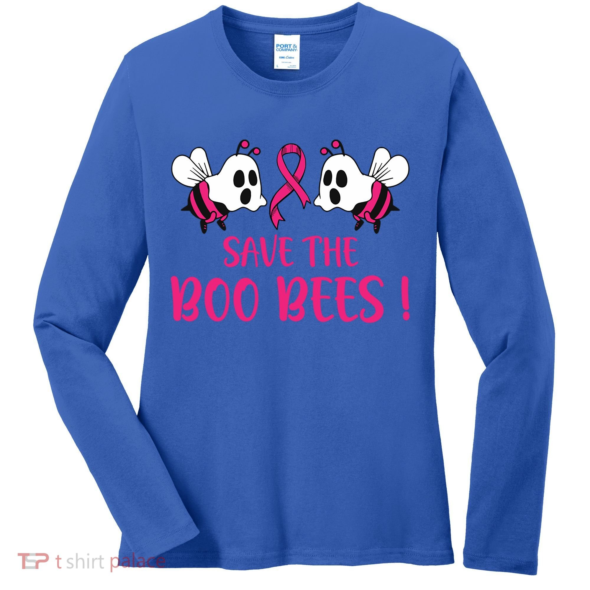 Save The Boobees Boo Bees Breast Cancer Halloween Gift Women's Long Sleeve Shirt