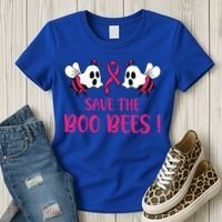 Save The Boobees Boo Bees Breast Cancer Halloween Gift Women's T-Shirt thumb 3